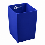Pictured: The blue bin insert that is labelled RECYCLE against a white background.
