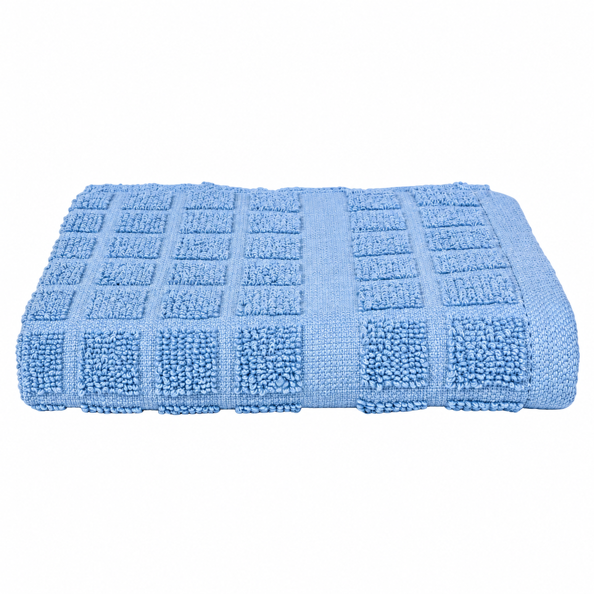Pictured: Neatly folded Martex dishcloth against a white background. The washcloth pictured is Solid Blue.