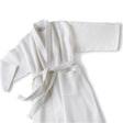 Pictured: Boca Terry white Kimono Robe with waffle texture laid out against a white background.