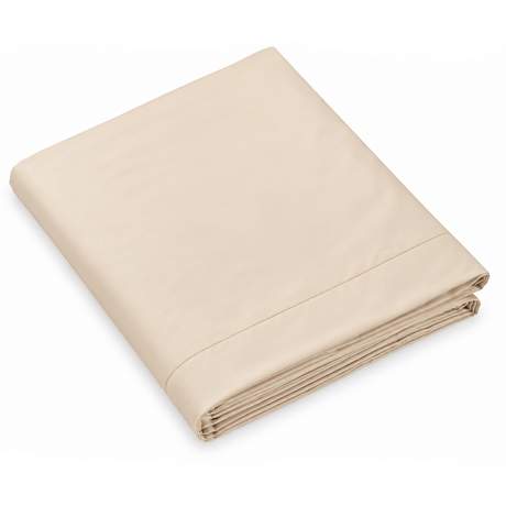 Pictured: The Millennium T-200 Flat Sheet in the shade Bone neatly folded against a white background.