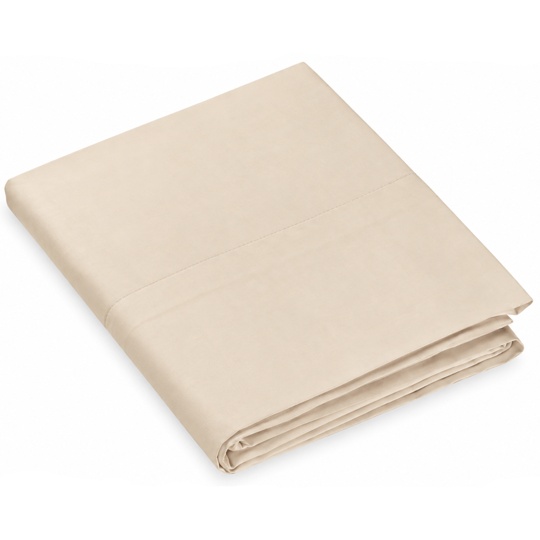 Pictured: The Millennium T-200 Pillowcase in the shade Bone neatly folded against a white background.
