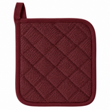 Pictured: Burgundy potholder against a white background. The center has a diamond pattern, with solid outlining around the border. This product is listed as "Brick".