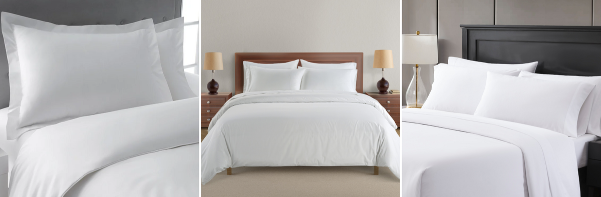Collage of our best selling bedding at Boston Textile.
