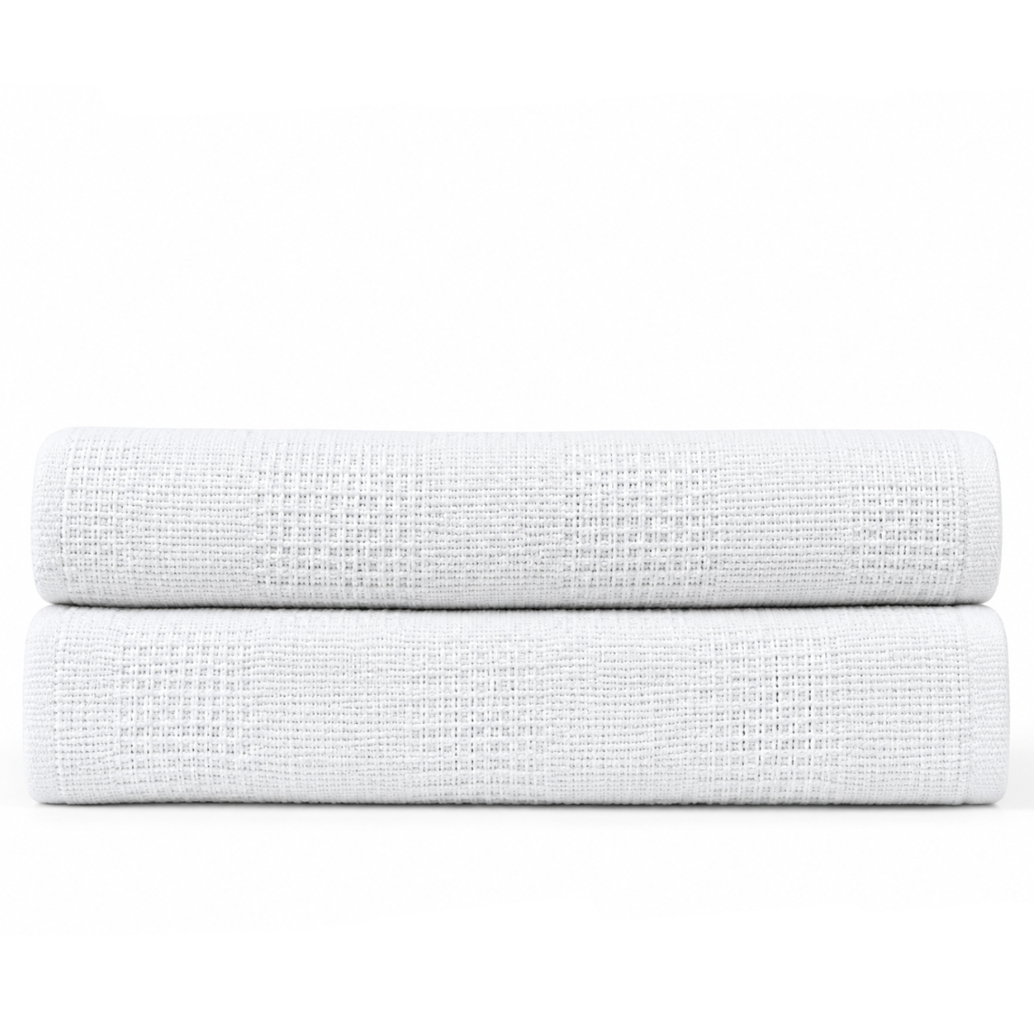 Pictured: The white Healthcare Cotton Thermal Blanket neatly folded against a white background.