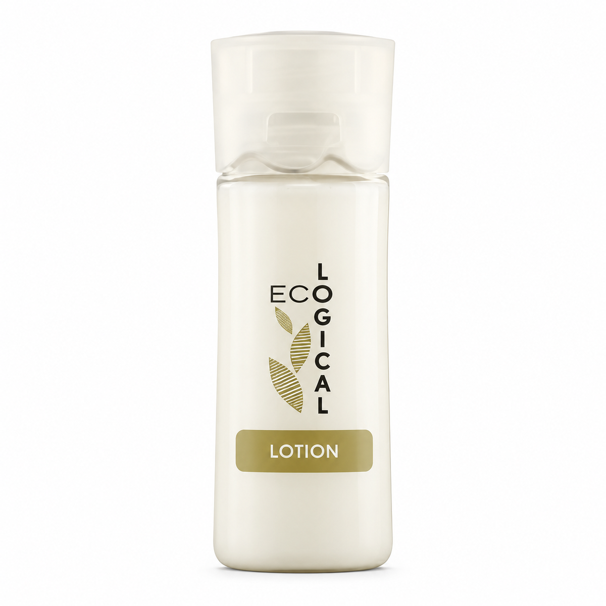 Pictured: Ecological Amenities lotion bottle against a white background.