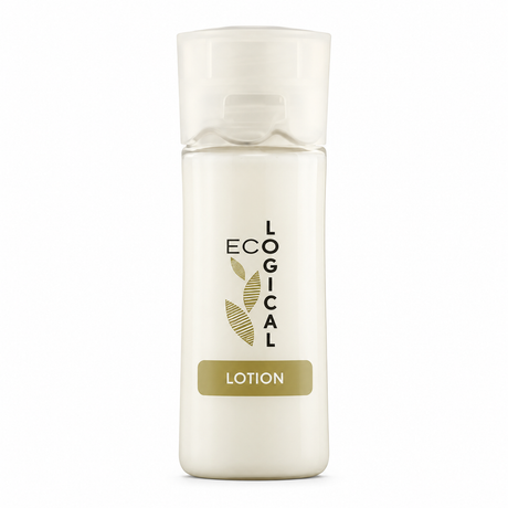 Pictured: Ecological Amenities lotion bottle against a white background.