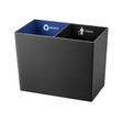 Plastic dual wastebasket with both trash and recycle bin liners.