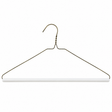 Pictured: Golden hanger with rounded hook and white cardboard tube against a white background.