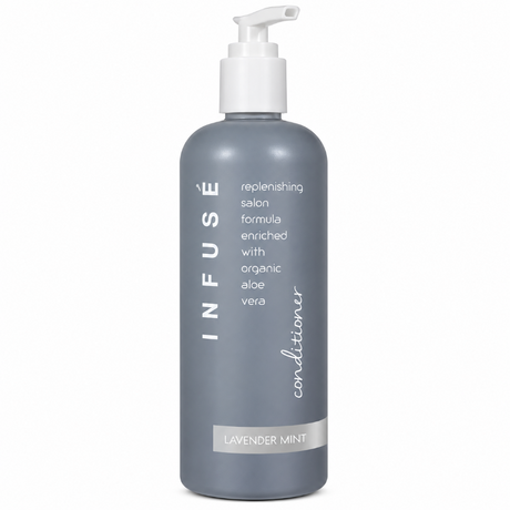 Pictured: Infuse Conditioner dispenser bottle against a white background.