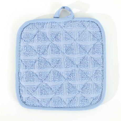 Pictured: Closeup of the Martex pot holder against a white background. This pot holder is in the shade Solid Blue.