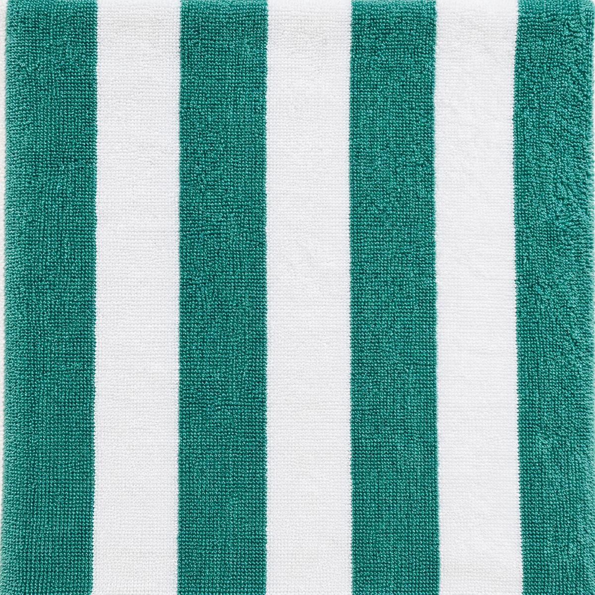 Pictured: Close up of the Mint Green Oxford Cabana Stripe Pool Towel