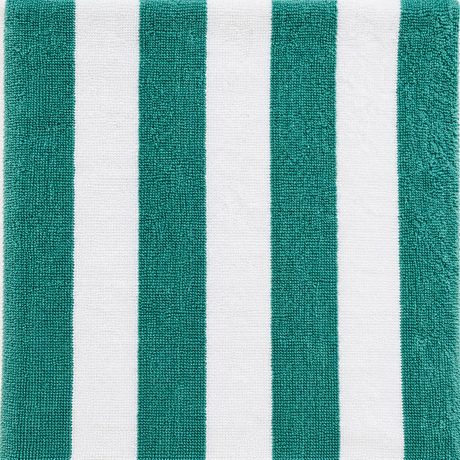 Pictured: Close up of the Mint Green Oxford Cabana Stripe Pool Towel