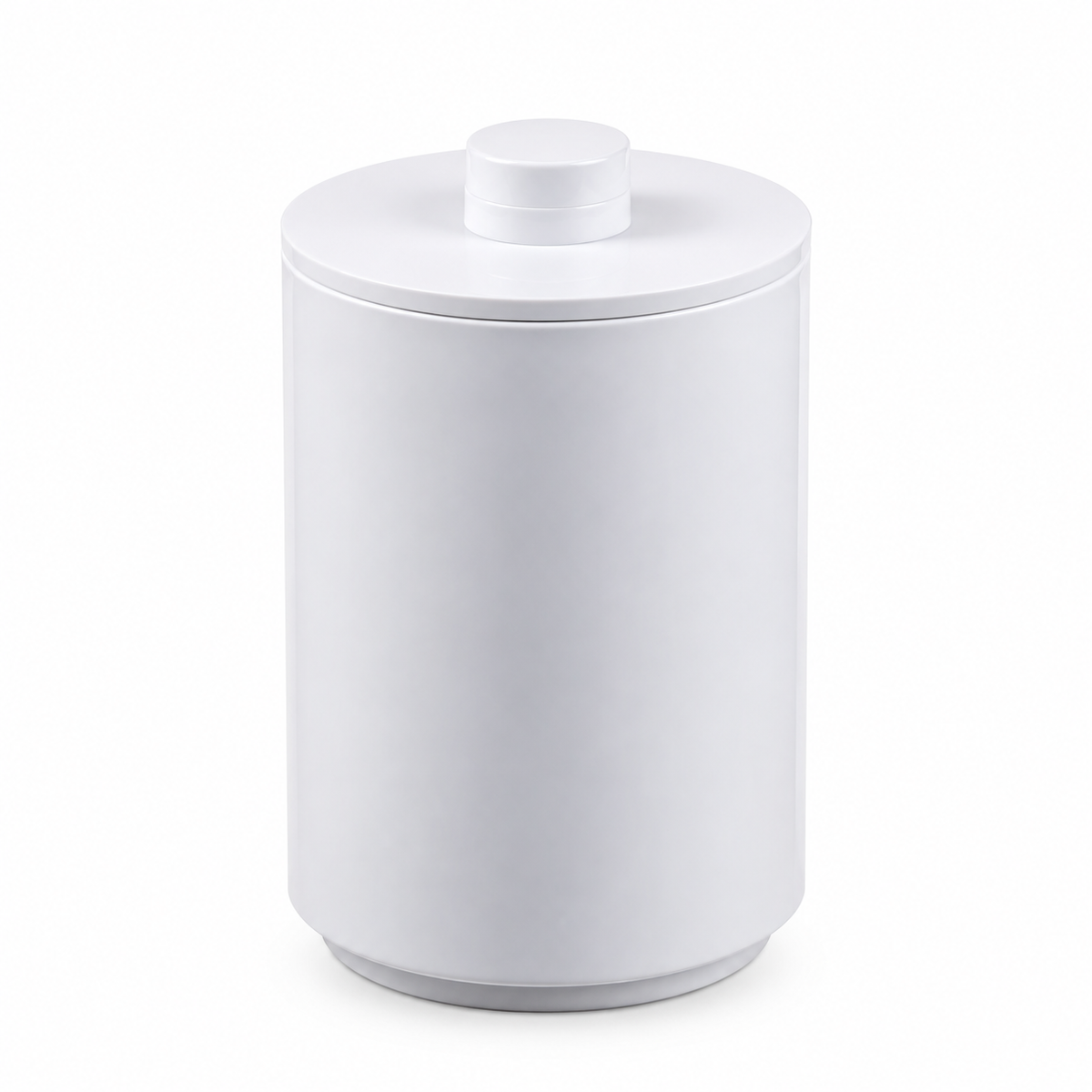 Pictured: White Oasis Apothecary Jar with the removable lid on top of the jar against a white background.