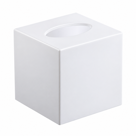 Pictured: White Oasis Spa Boutique Tissue Cove Box against a white background. There is nothing inside of the box for this picture.