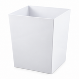 Pictured: White Oasis Spa Rectangular Wastebasket against a white background.