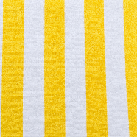Pictured: Close up of the Yellow Oxford Cabana Stripe Pool Towel